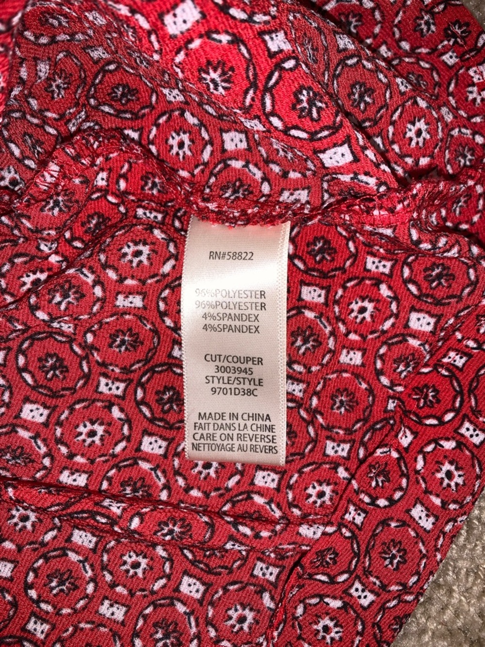 Max Studio Women’s Red Floral Ruffle Peplum Waist Bow Tie Smocked Women's Top - Picture 8 of 9